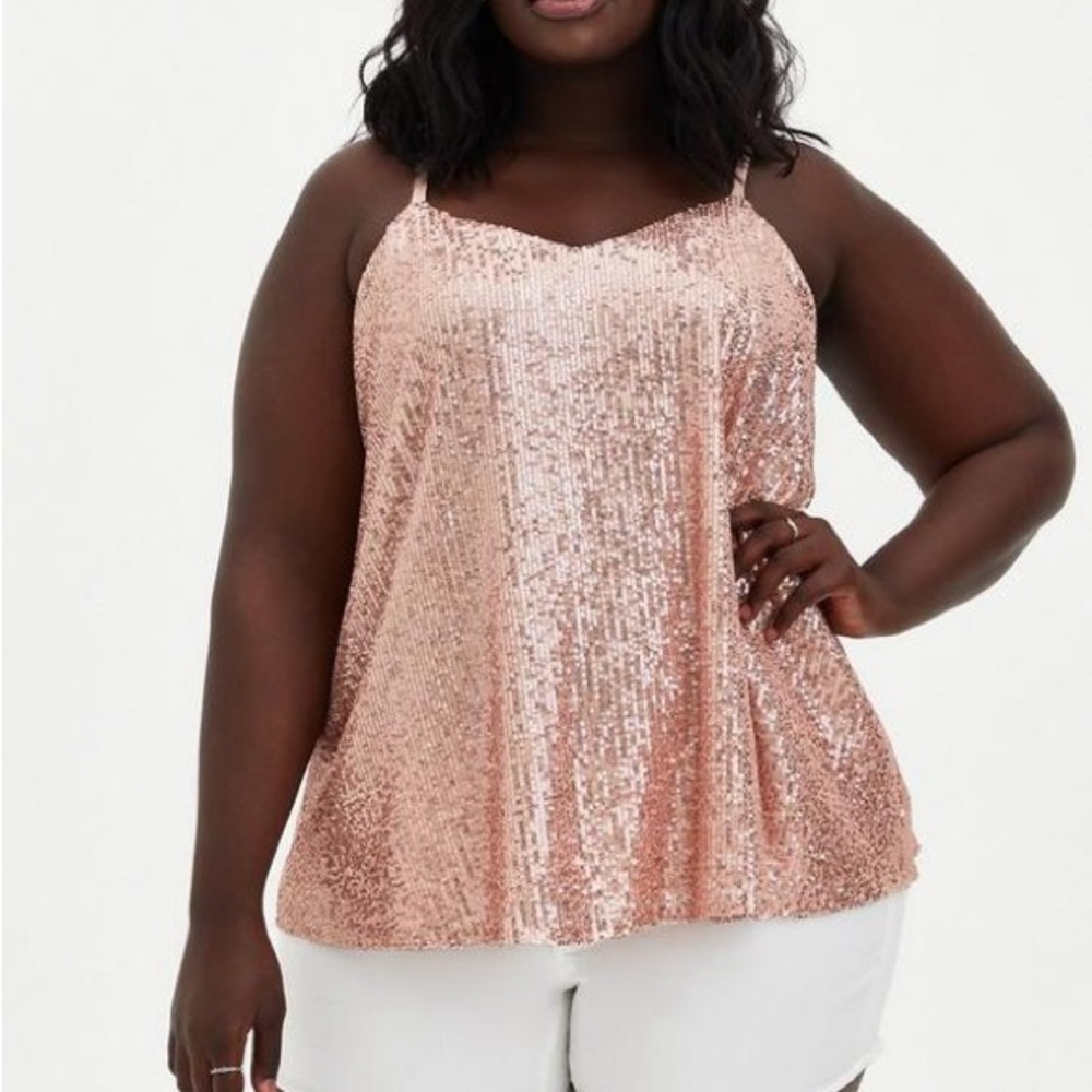 Torrid Sophie Sequin Swing Cami Rose Gold Size 2 Party